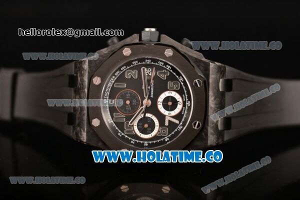 Audemars Piguet Royal Oak Offshore "GINZA 7" Chrono Clone AP Calibre 3126 Automatic Forged Carbon Case with Arabic Numeral Markers and Ceramic Bezel (J12) - Click Image to Close